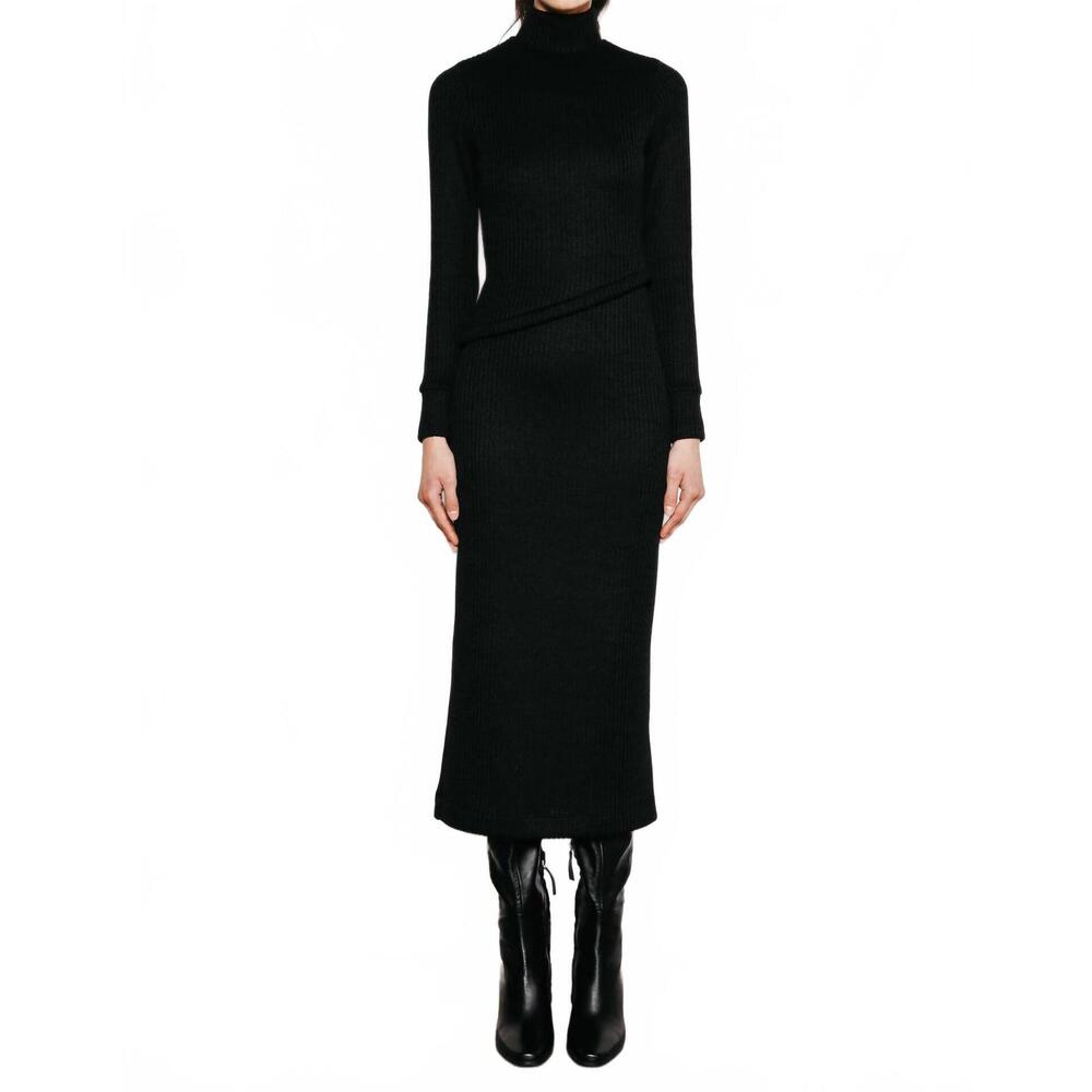 NEW DU PARADIS valentina long sleeve turtle neck dress in black